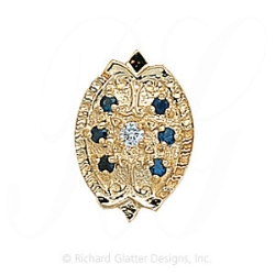 GS314 D/S - 14 Karat Gold Slide with Diamond center and Sapphire accents 